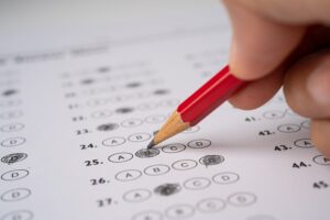 answer sheet with pencil